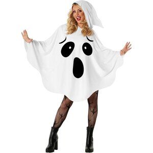Ghost Poncho Halloween Costume Adult For Womens